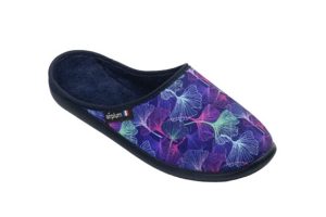 Mule bleue avec imprimé fleurs multicolores