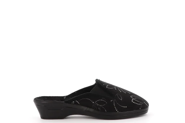 vue côté extérieur pied droit Chausson noir CARMEN