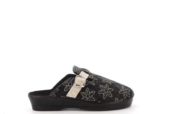 vue côté pied droit Chausson d’intérieur femme ORIGAN anthracite