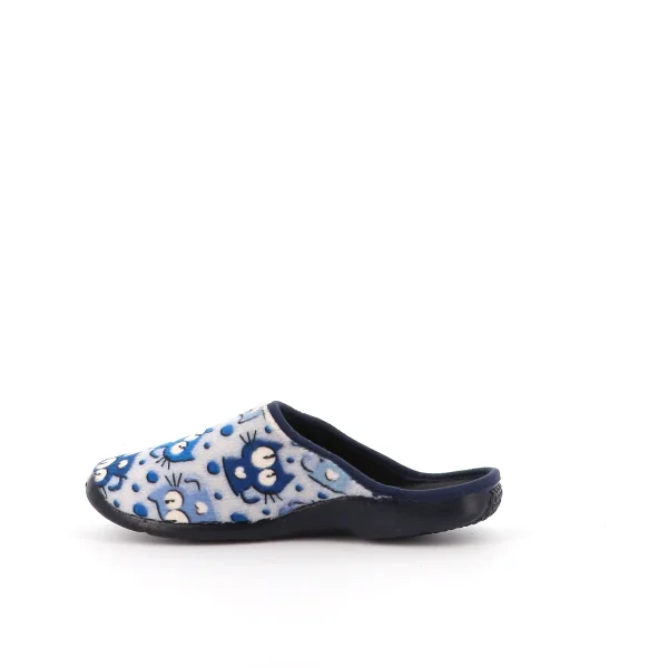 vue côté extérieur pied gauche Chausson bleu femme TIGROU