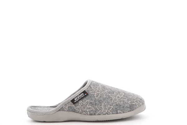 vue côté extérieur pied droit Mule fermée femme grise TULIPE