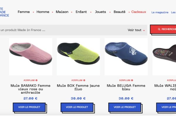 modèles de chaussons référencés sur le site du made in france