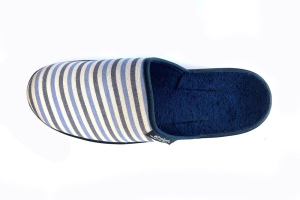 chaussons rayures homme bleu