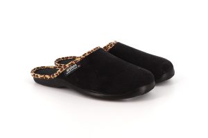 mules noires leopard femme
