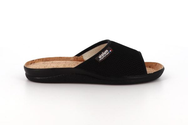vue côté claquette mixte noire pour homme et femme modèle week
