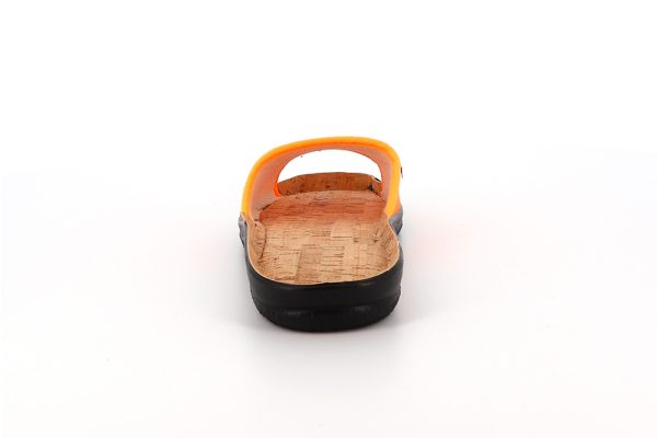 vue arrière claquette orange pour femme modèle west