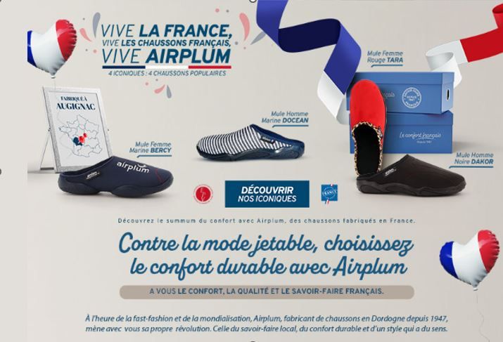 chaussons avec drapeau français et carte de France