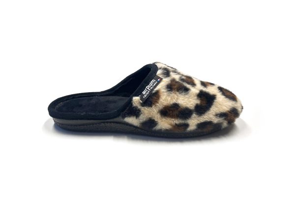chausson mule leopard femme