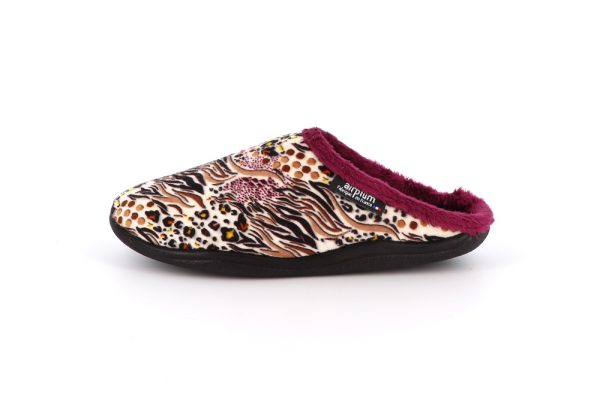 pantoufle femme velour leopard