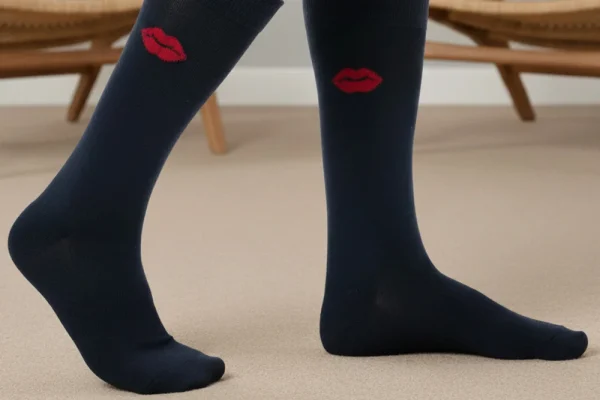 Chaussettes noir et rouge bisous Hisous