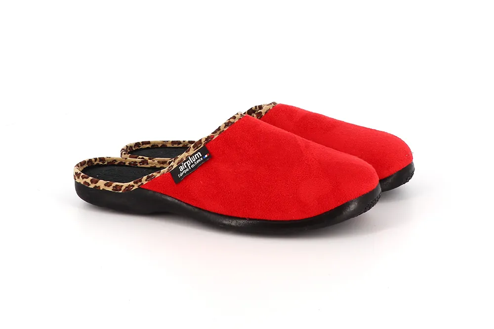 pantoufles femme léopard rouge claquettes