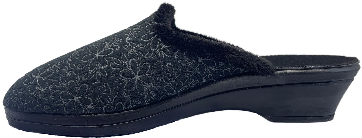 mule noire à talon carla vue laterale