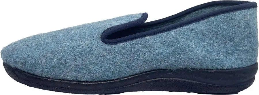 Chausson Homme Wool Bleu vue cote