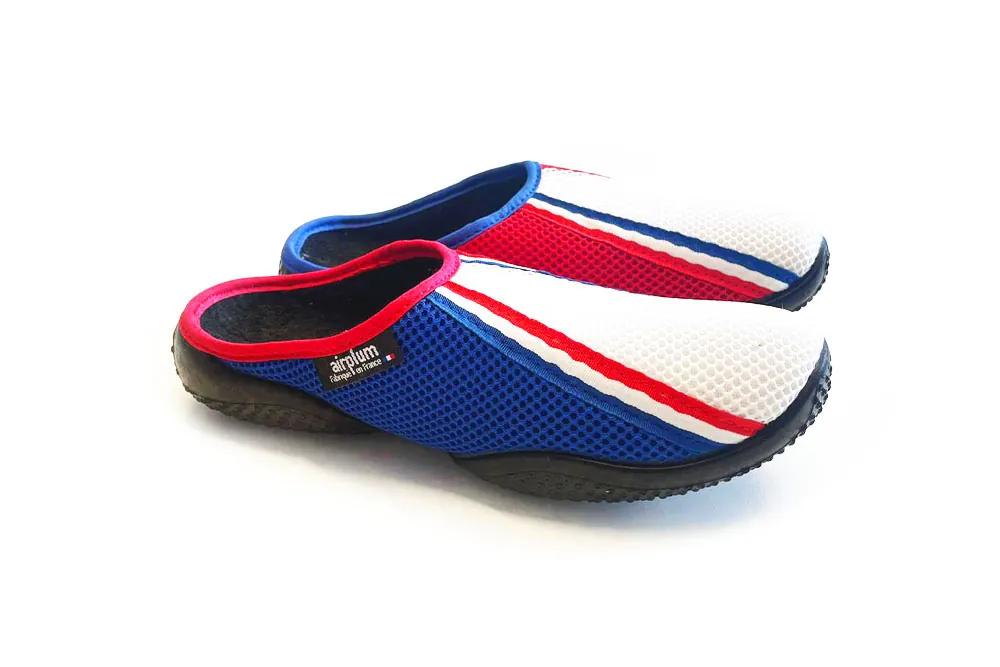 mules iconiques bleu blanc rouge