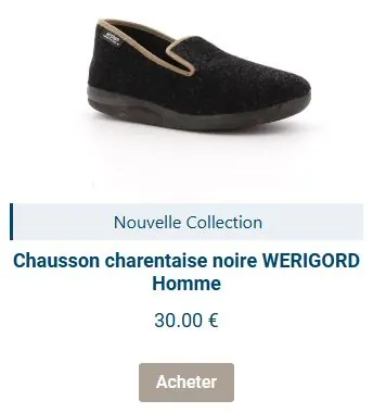 Charentaise noire avec semelle Airflex