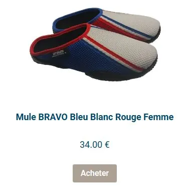paire de mules bleu blanc rouge
