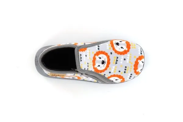 chaussons polyester gris garcon