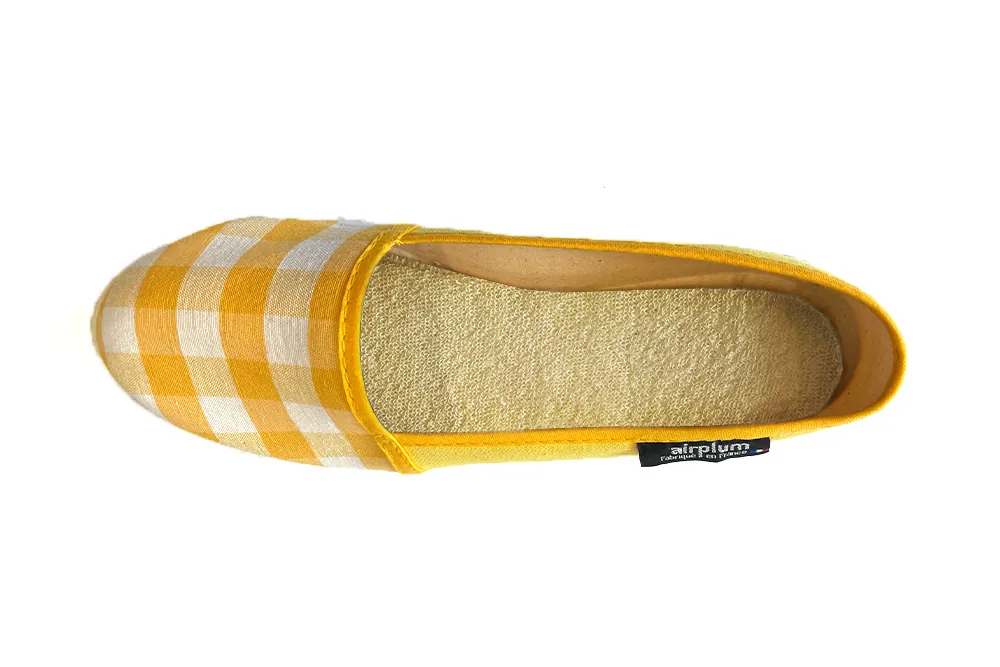 espadrille femme jaune carreaux