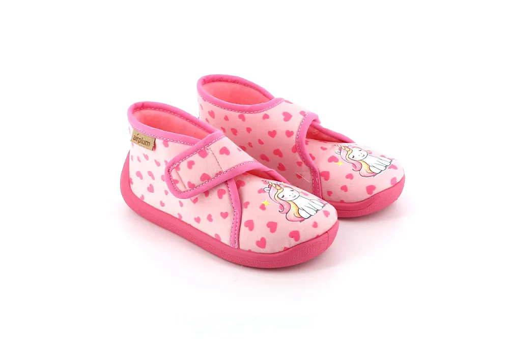 chaussons scratch fille rose licorne