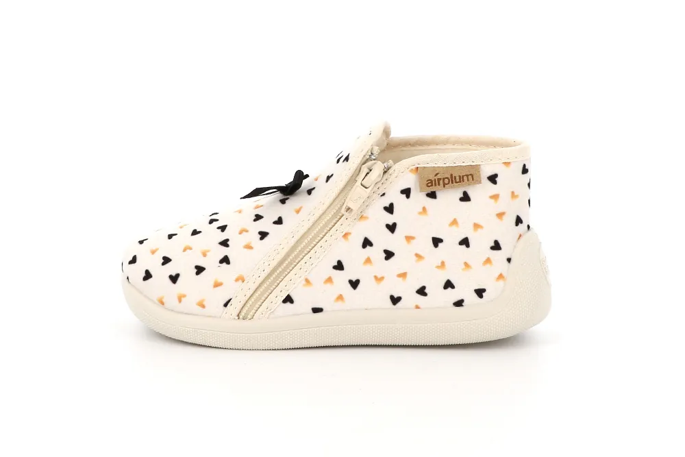 chausson enfant fille zip blanc