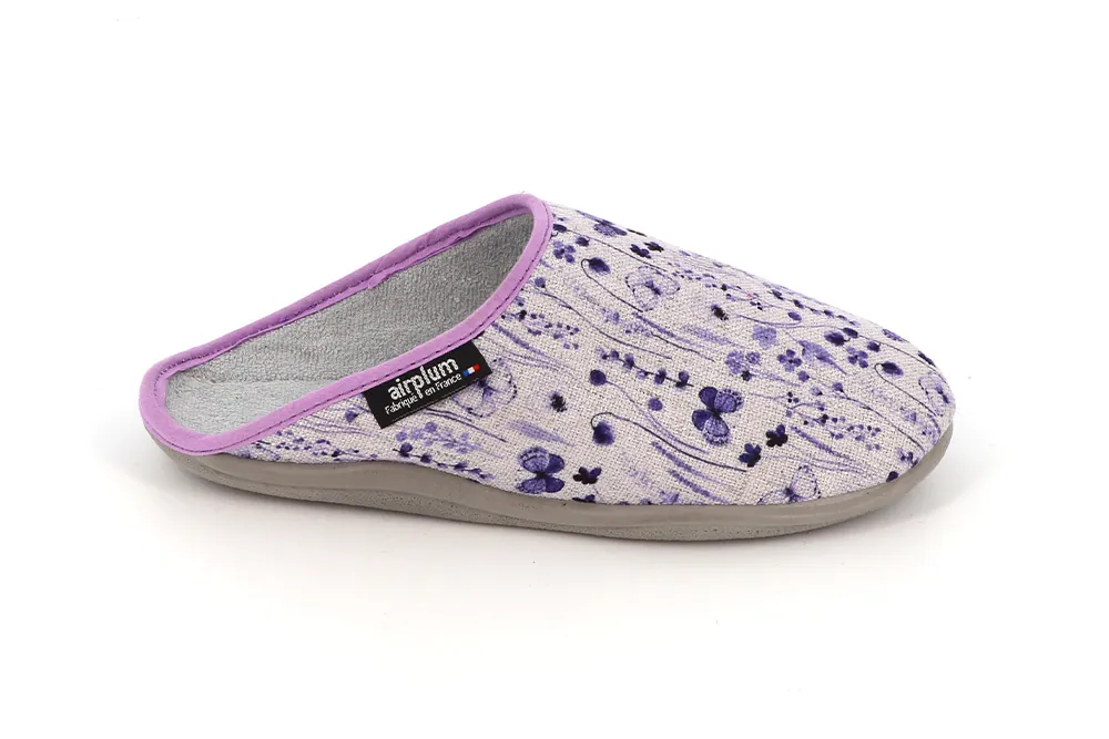 motif fleur chaussons femme