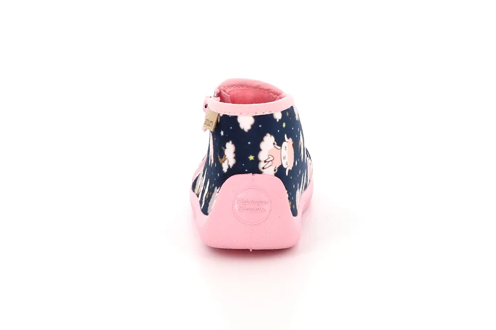 pantoufle enfant rose et bleu