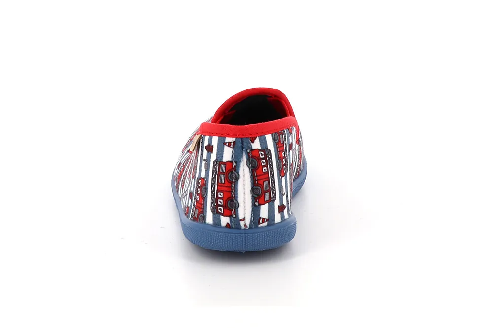chaussons enfant garcon pompiers pimpom