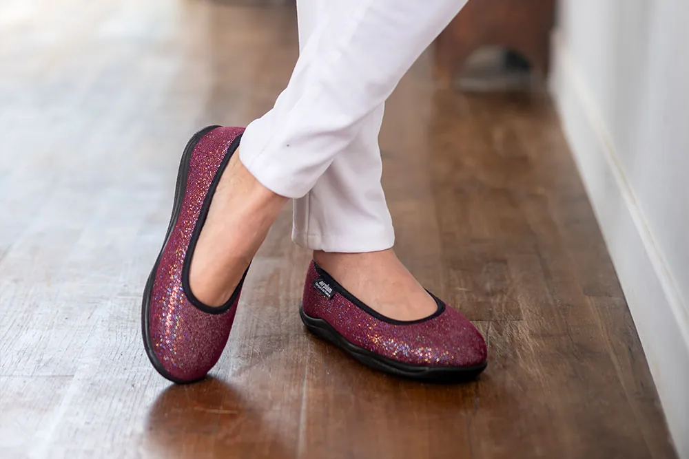 chaussons fermés ballerine femme airflex antidérapantes bordeaux