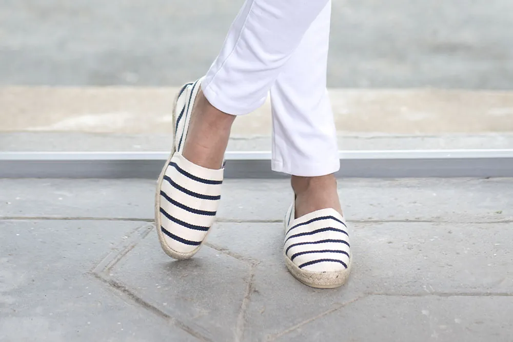 ESPADRILLE FRANCAISE ESCALE BLANC ET MARINE ECRU FEMME HOMME