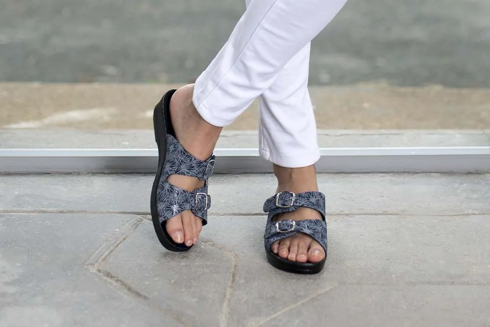 OBAMA SANDALES NOIRE FLEUR FEMME BOUCLES