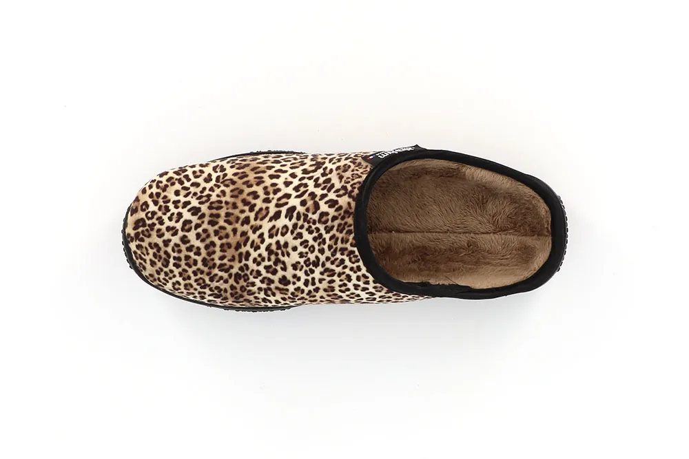 effet velour pantoufles leopard femme